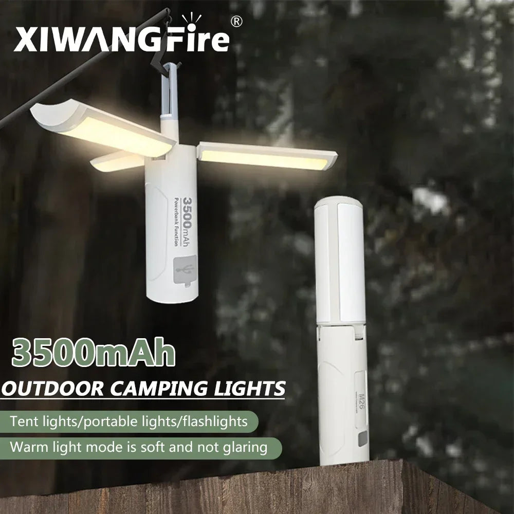 3500mAh Rechargeable Tent Light Portable Camping Lantern Travel Lamp Folding Hanging Light Outdoor Emergency Lamp Work Light